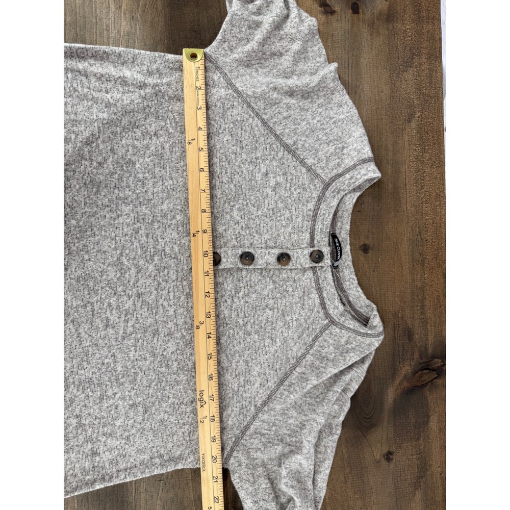 Pink Clover XL Heathered Taupe Brown Henley Top Super Soft Boho Relaxed - Picture 7 of 8